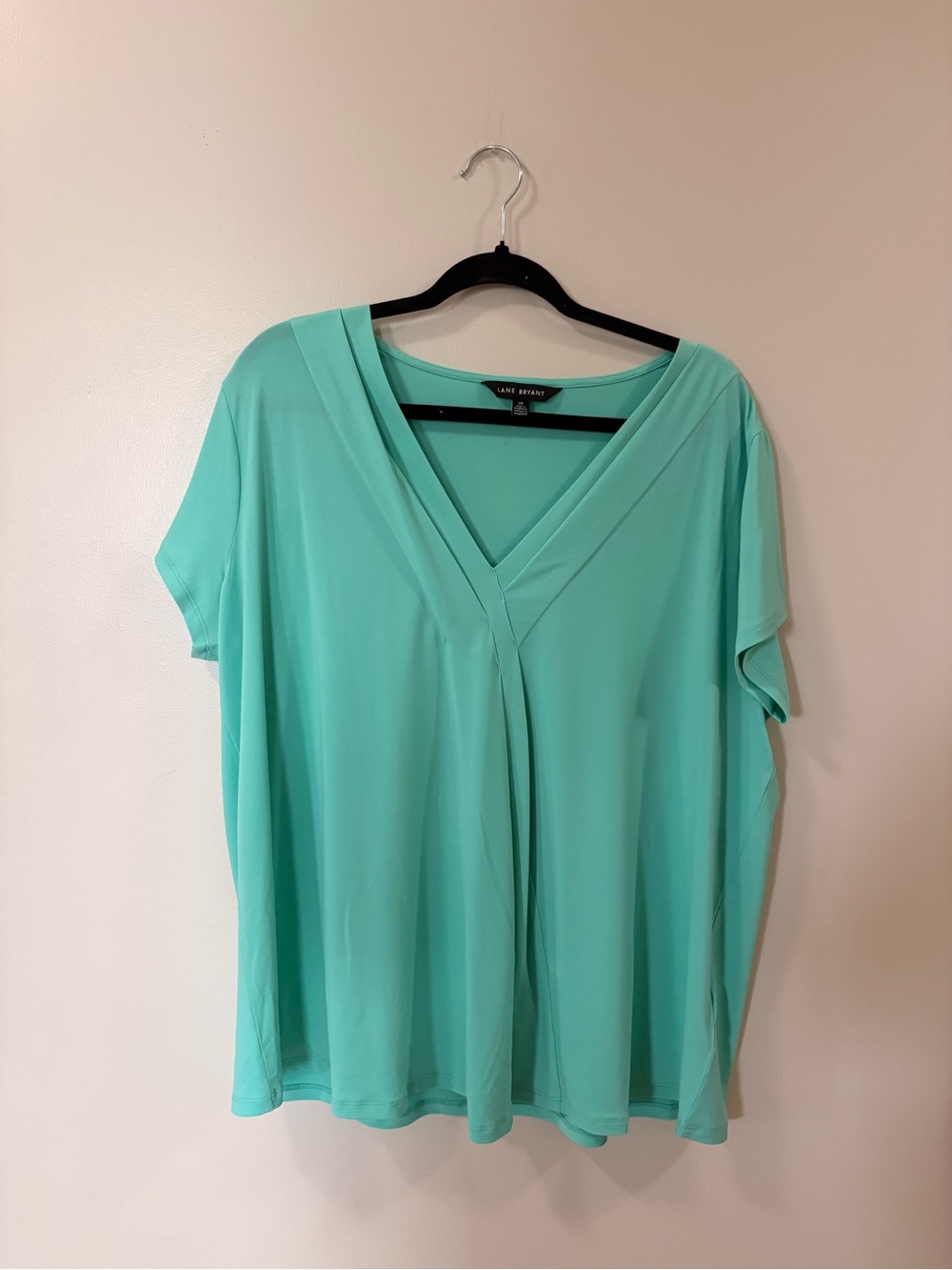 Lane Bryant Mint V-Neck Short Sleeve Blouse